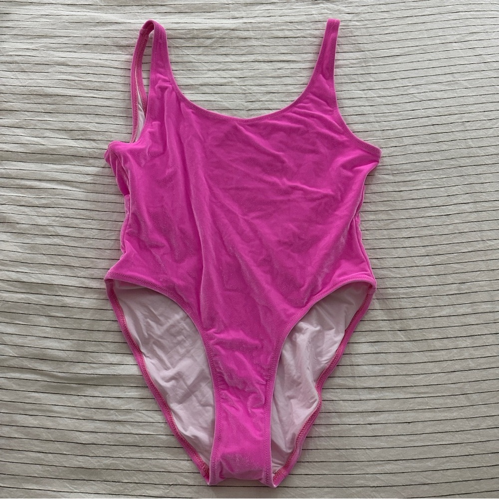 NEW Anthropologie Solid & Striped The Luela OnePiece Barbie Pink Velvet Swimsuit - Picture 5 of 9